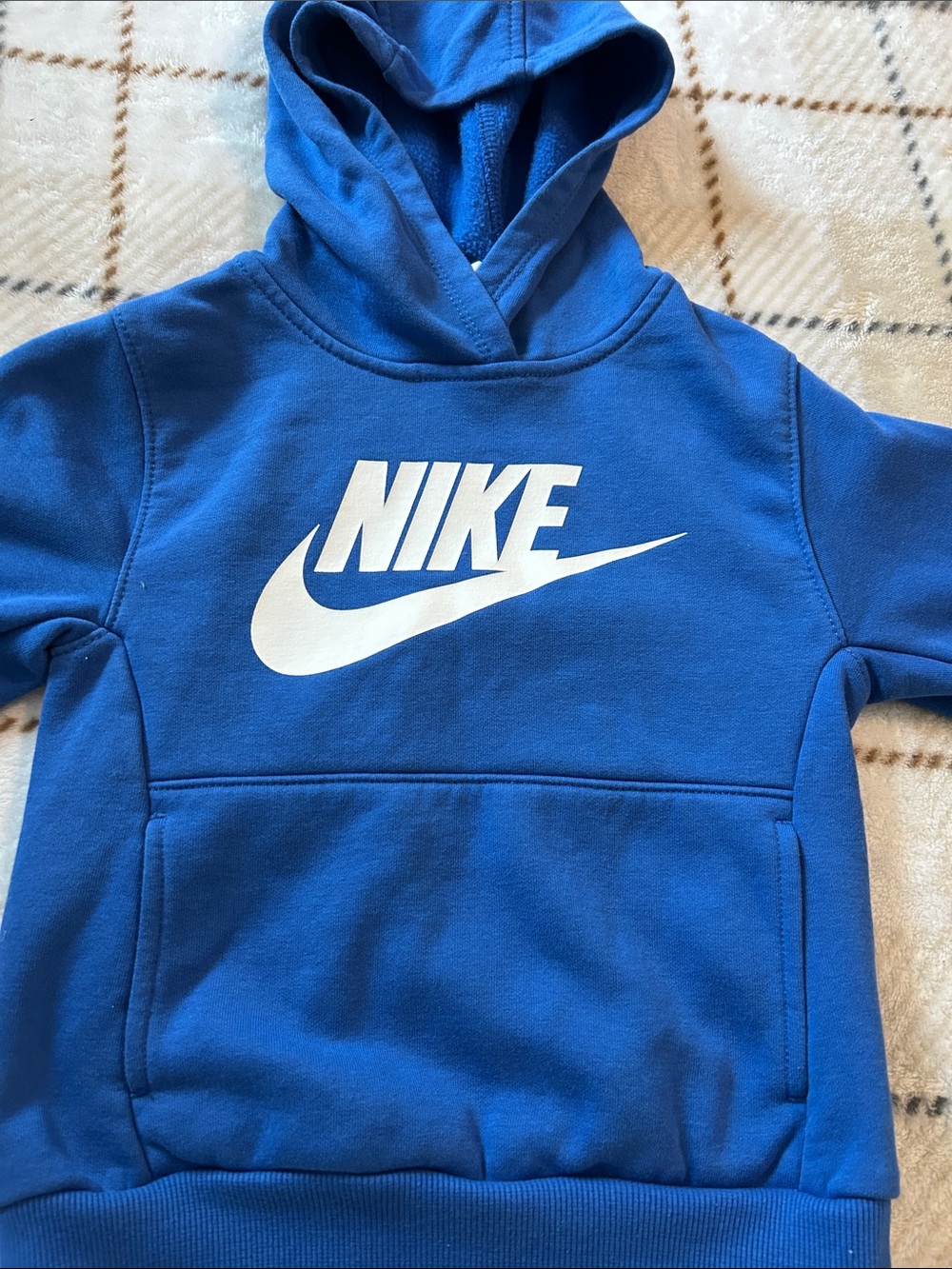 Nike Kids Royal Blue Hoodie with White Logo
